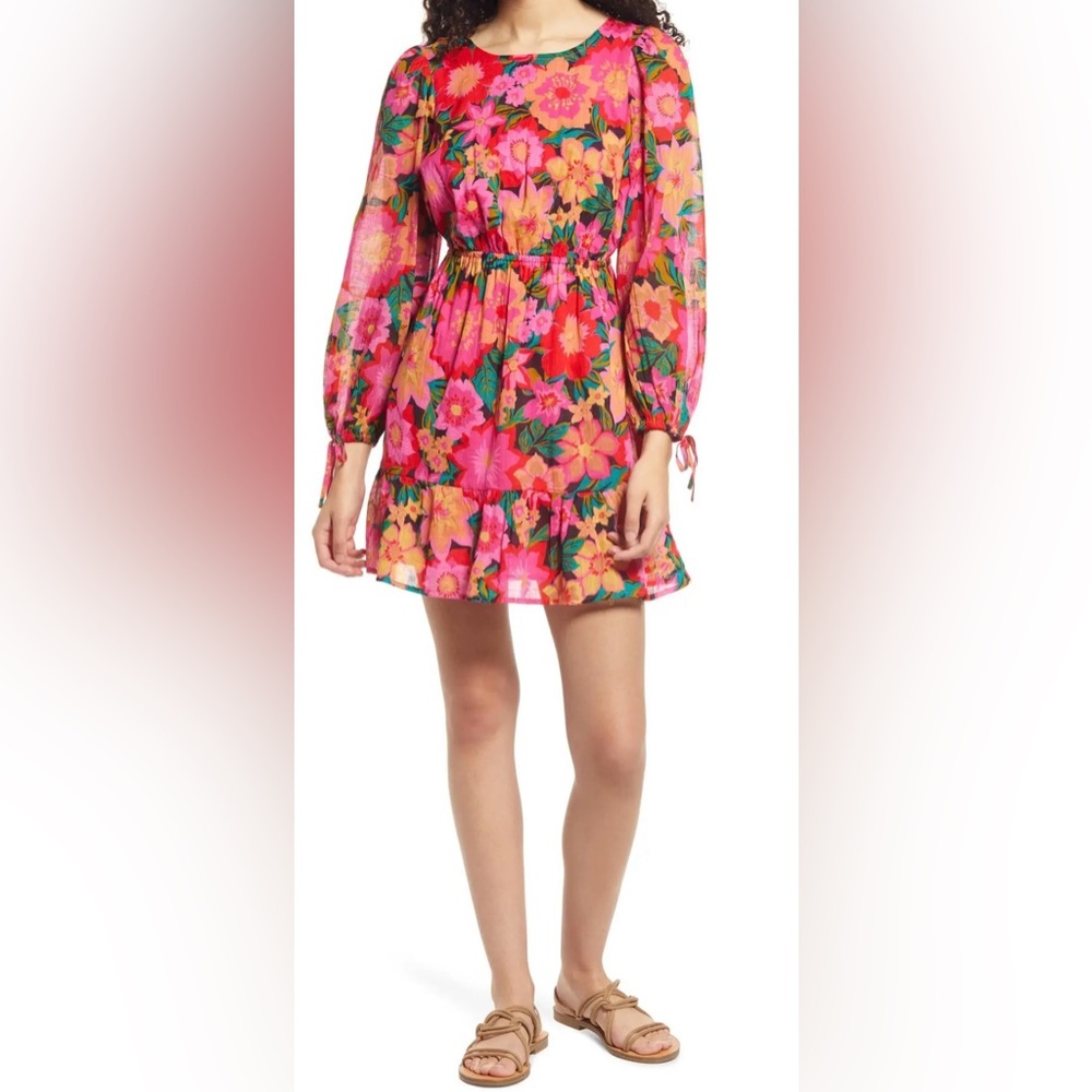 Billabong Floral Mini Dress - Pink, Orange, Black